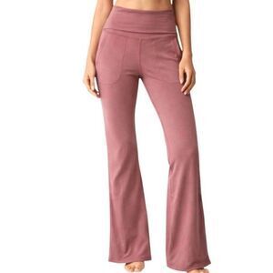 Halara Heather Mauve Fold Over High Waist Pockets Flare Leggings Yoga Pants XL